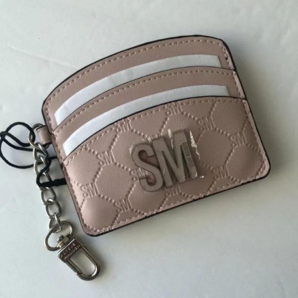 Steve Madden Wallet Card case Logo Light Pink w key Clip
